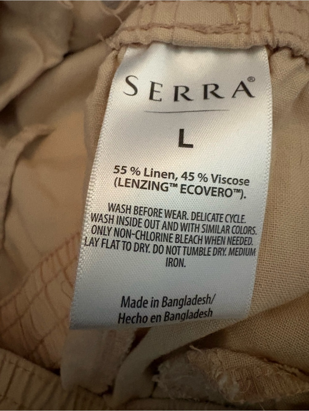Serra Linen Blend Wide Leg Pants Neutral Beige Lounge Relaxed Fit Women’s Large - Picture 4 of 4